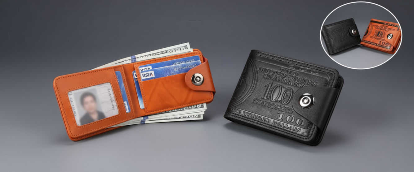 Мъжки портфейл от еко кожа – дизайн 100 US Dollar
