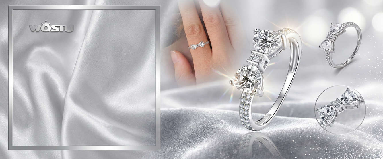 WOSTU Сребърен Пръстен 925 Панделка AAA Циркон